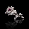 独角鹿西洋古董珠宝欧洲纯银镶嵌缅甸无烧粉色蓝宝石钻石花卉胸针 商品缩略图0