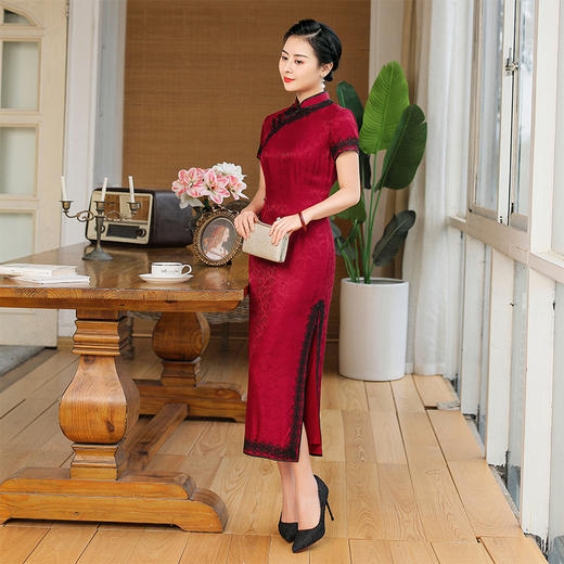上海旗袍厂TZRY-202102复古典雅品质款妈妈宴会礼服  气质大方优雅修身显瘦旗袍 商品图2