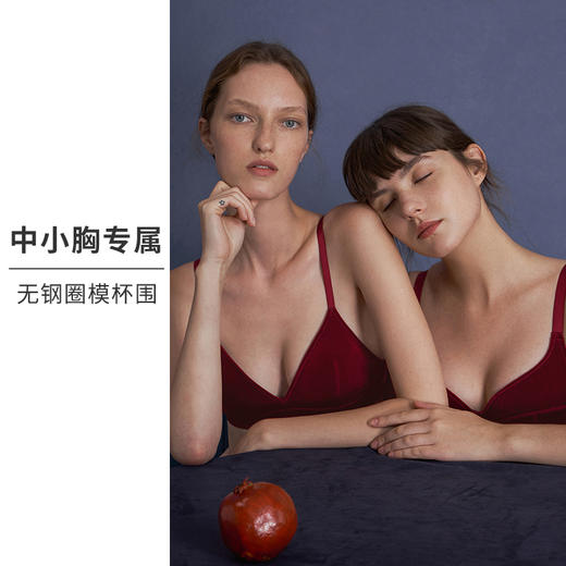 HSIA遐三角杯文胸珠光丝绒normcore防凸点不空杯显胸无钢圈内衣女 商品图1