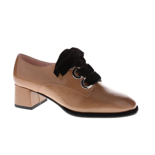 sheme 时尚袋鼠漆皮深口方跟丝绒系带乐福鞋 商品图7