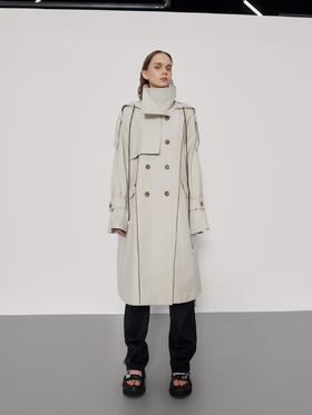 结构外露连帽风衣