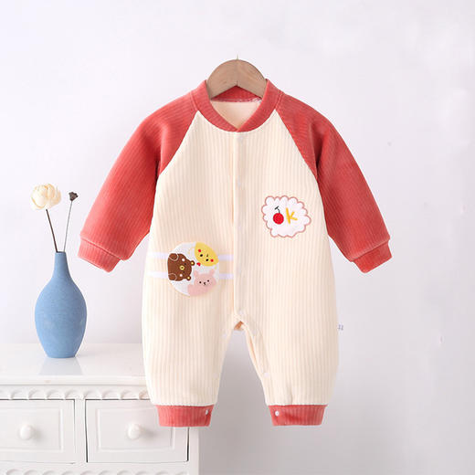 【双层加绒 一体保暖】婴儿加绒连体衣外出秋装男女宝宝哈衣爬服冬季新生儿保暖衣服 商品图13