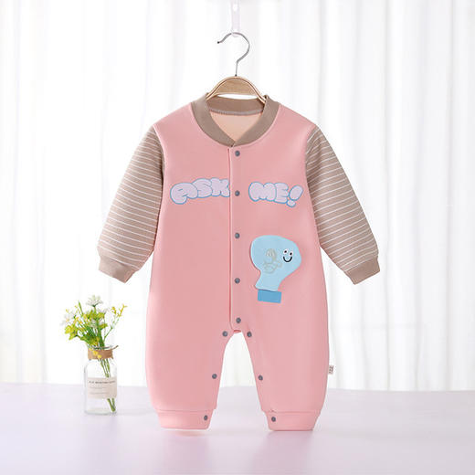 【双层加绒 一体保暖】婴儿加绒连体衣外出秋装男女宝宝哈衣爬服冬季新生儿保暖衣服 商品图11