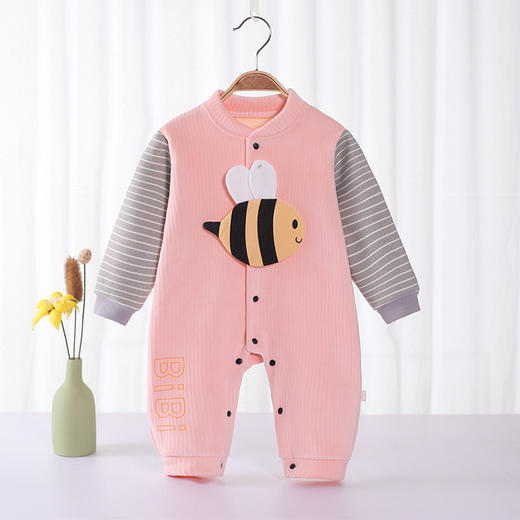 【双层加绒 一体保暖】婴儿加绒连体衣外出秋装男女宝宝哈衣爬服冬季新生儿保暖衣服 商品图10