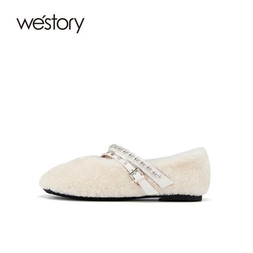 westory2021秋冬新质感平底懒人一脚蹬毛毛鞋圆头绒里减龄乐福鞋73771 商品图2
