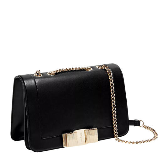Salvatore Ferragamo 菲拉格慕 女士黑色蝴蝶结装饰单肩斜挎包 21-G966-690820 商品图1