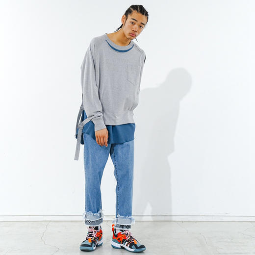 日本 FACETASM CROPPED PRINT DENIM PANTS 水洗破坏锥形牛仔裤 商品图2