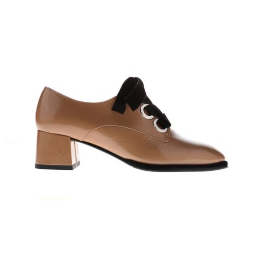 sheme 时尚袋鼠漆皮深口方跟丝绒系带乐福鞋 商品图6