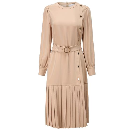 斜门襟压褶连衣裙 商品图0