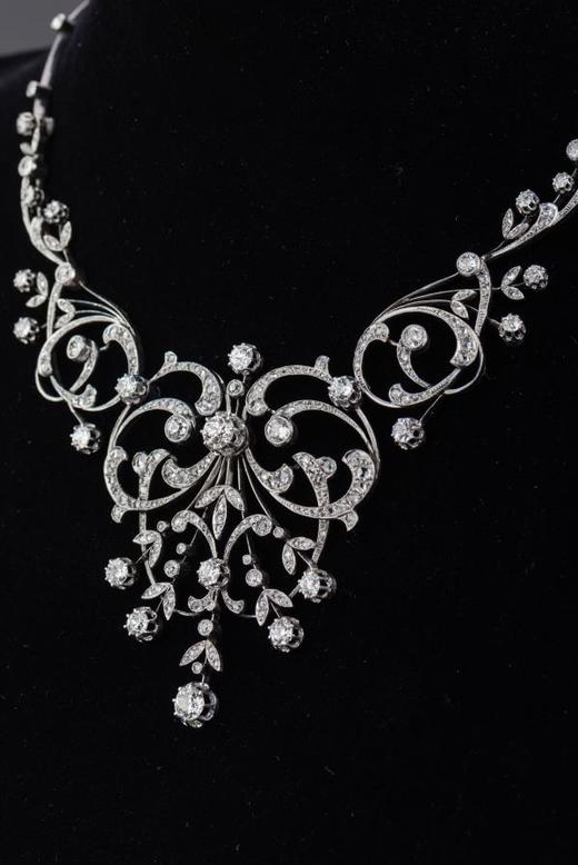 独角鹿西洋古董王室御用珠宝世家Mellerio铂金镶钻石项链胸针冠冕 商品图1