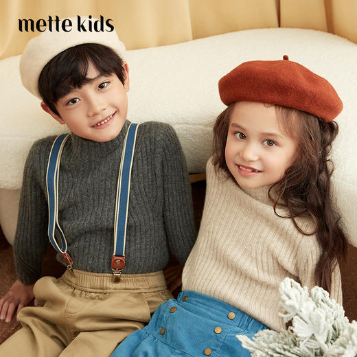 【童装企领羊绒套衫】羊绒世家童装100%山羊绒衫半高领抽条保暖毛衣 商品图0