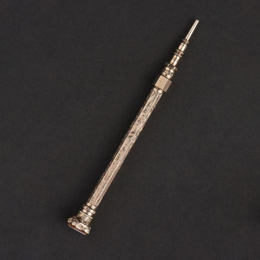 独角鹿西洋古董英国维多利亚时期出品K金雕花可伸缩铅笔 商品图0