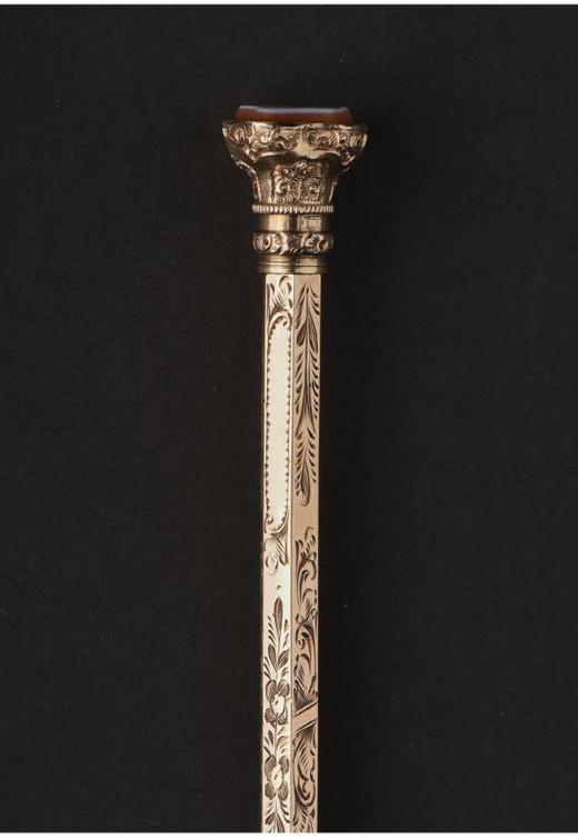 独角鹿西洋古董英国维多利亚时期出品K金雕花可伸缩铅笔 商品图3