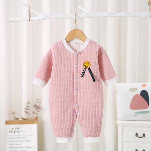 【优质好棉 透气吸汗】婴儿连体衣春秋保暖薄棉宝宝棉质哈衣新生儿衣服简约爬服 商品图7