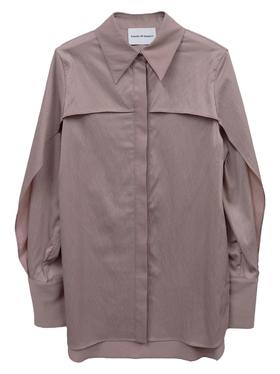 溢边袖浮水衬衫