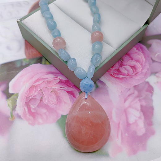 粉晶海蓝宝项链 商品图2