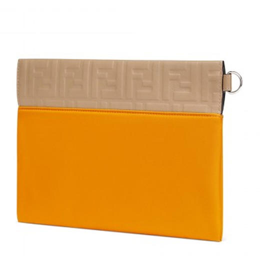 FENDI 男士橙色米色拼色纤薄手拿包 7N0108-ABGS-F1AO5 商品图1