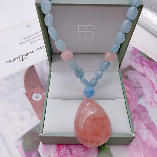 粉晶海蓝宝项链 商品图1