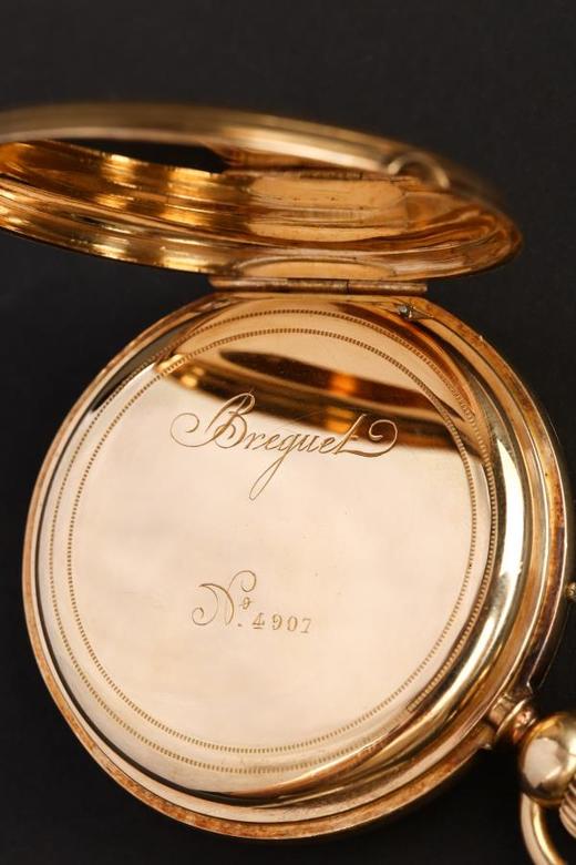 独角鹿西洋古董钟表瑞士宝矶半猎壳三开18K金雕花怀表珐琅彩钟面 商品图2