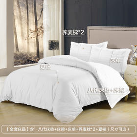 【全套床品】八代床垫+床架+床单+荞麦枕*2+夏被/冬被+被套（尺寸可选）