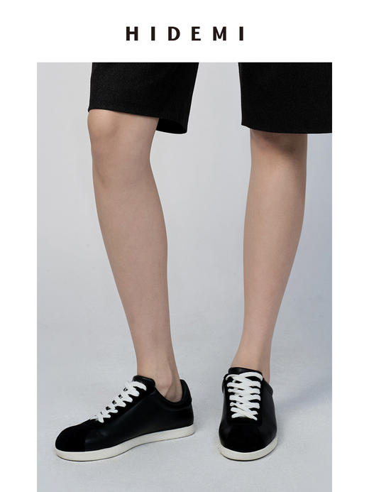 HIDEMI简约设计感小羊皮球鞋sneaker 黑色/白色/棕色 商品图8