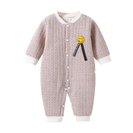 【优质好棉 透气吸汗】婴儿连体衣春秋保暖薄棉宝宝棉质哈衣新生儿衣服简约爬服 商品图1