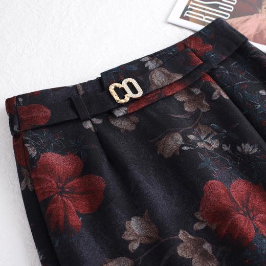 时尚厚款包臀裙，长款开衩裙印花长裙毛呢半身裙MYX-6763 商品图3