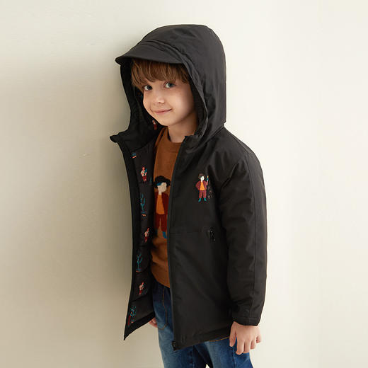 【玉米图案连帽保暖棉服】mettekids童装新品男童外套连帽防风保暖棉服 商品图1