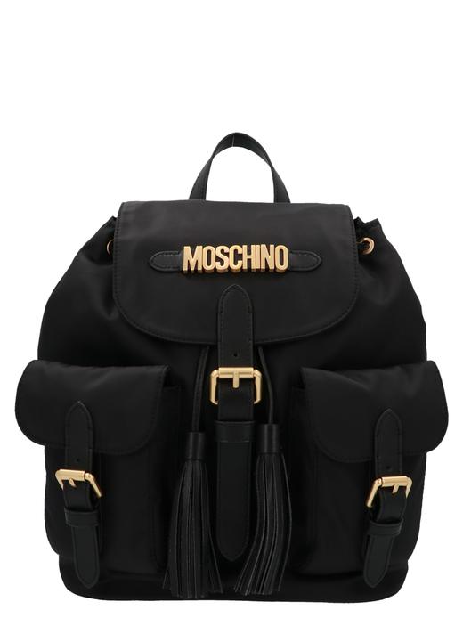 MOSCHINO 女士黑色流苏细节徽标背包 B7601-8202-1555 商品图0