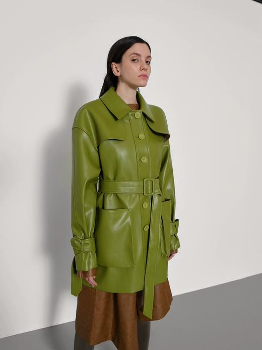 肩部浮水双兜皮风衣 商品图1