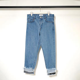 日本 FACETASM CROPPED PRINT DENIM PANTS 水洗破坏锥形牛仔裤