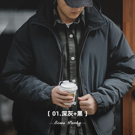 马登工装日系复古白鸭绒羽绒服轻便连帽外套男冬季 商品图2