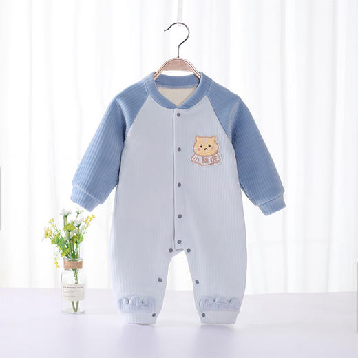 【双层加绒 一体保暖】婴儿加绒连体衣外出秋装男女宝宝哈衣爬服冬季新生儿保暖衣服 商品图14