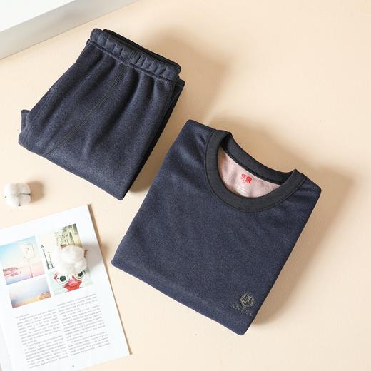 无积分赠品【特价】男士摇粒绒超柔绒仿羊毛衫仿线衫特厚加绒大码护膝保暖内衣套装3361 商品图6