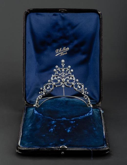 独角鹿西洋古董王室御用珠宝世家Mellerio铂金镶钻石项链胸针冠冕 商品图4