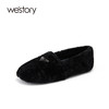 westory2021秋冬新款圆头减龄羊毛乐福毛毛鞋高级绒里平底懒人鞋W21CM73781 商品缩略图1