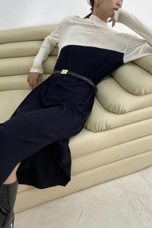 Viktoria Chan | AW2107 Yves patched knit dress [羊毛针织长袖连衣裙 黑白] 商品图0