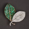 独角鹿西洋古董首饰珠宝法国铂金镶嵌祖母绿钻石双叶造型胸针 商品缩略图0