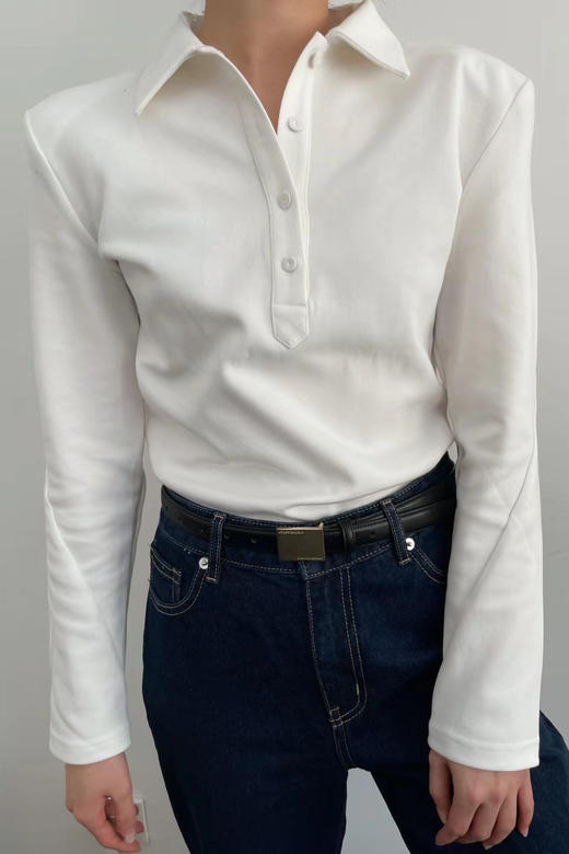 Viktoria Chan | AW2136 Dana marked shoulder polo   [polo上衣 黑/白/米] 商品图2