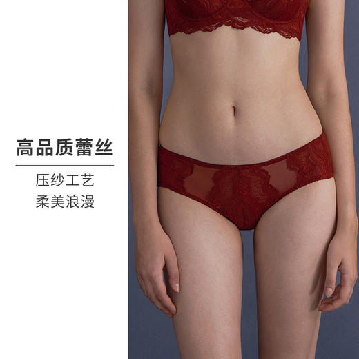 HSIA遐 性感蕾丝内裤女云卷云舒纯棉裆底轻薄透气包臀中腰平角裤 商品图2