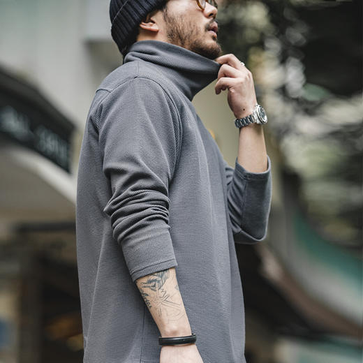 【男士穿搭新选择 舒适无束缚】中高领华夫格卫衣 商品图2