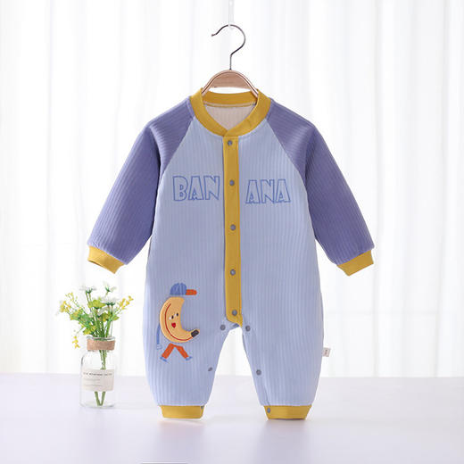 【双层加绒 一体保暖】婴儿加绒连体衣外出秋装男女宝宝哈衣爬服冬季新生儿保暖衣服 商品图6