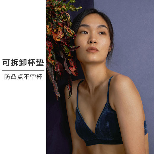 HSIA遐三角杯文胸珠光丝绒normcore防凸点不空杯显胸无钢圈内衣女 商品图3