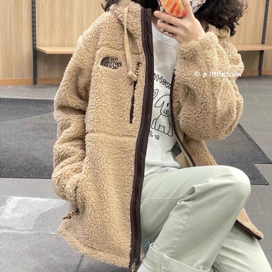 正品| 韩国订单 thenorthface北面情侣款羊羔毛抓绒连帽外套