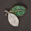 独角鹿西洋古董首饰珠宝法国铂金镶嵌祖母绿钻石双叶造型胸针 商品缩略图2