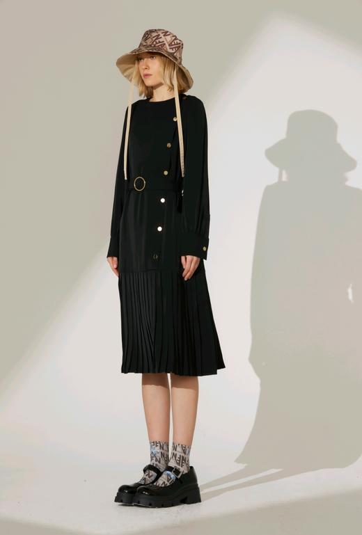 斜门襟压褶连衣裙 商品图3