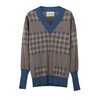 V领格纹针织上衣 商品缩略图0