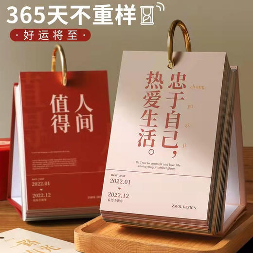 【2022年励志文字日历】正能量台历文艺创意桌面小摆件简约学生中高考考研计划本ins温馨语录人间值得墙贴每天一页 商品图0