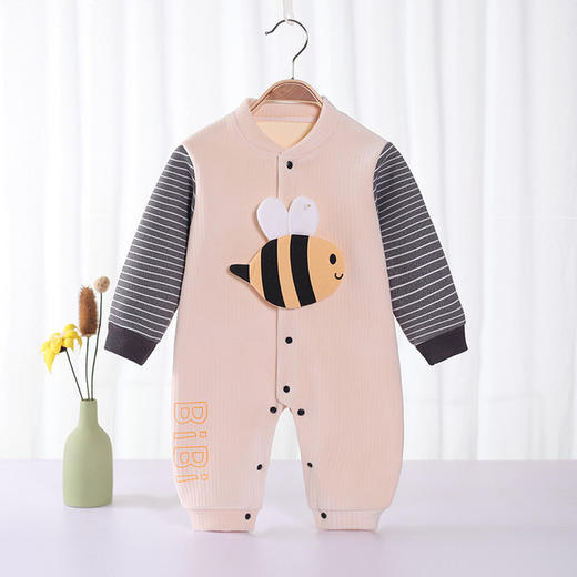 【双层加绒 一体保暖】婴儿加绒连体衣外出秋装男女宝宝哈衣爬服冬季新生儿保暖衣服 商品图7