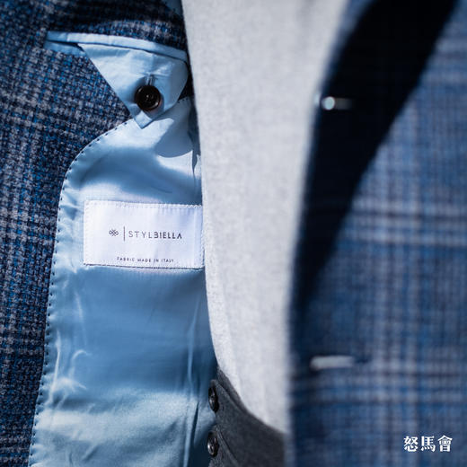 Stylbiella 澳洲美丽诺羊毛蓝色格纹全麻衬单西 商品图6